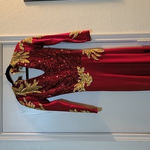 Red and Gold prom stunning gown